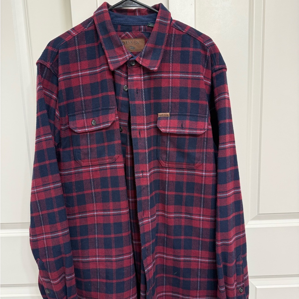 Orvis Red and Blue Plaid Shirt Jacket